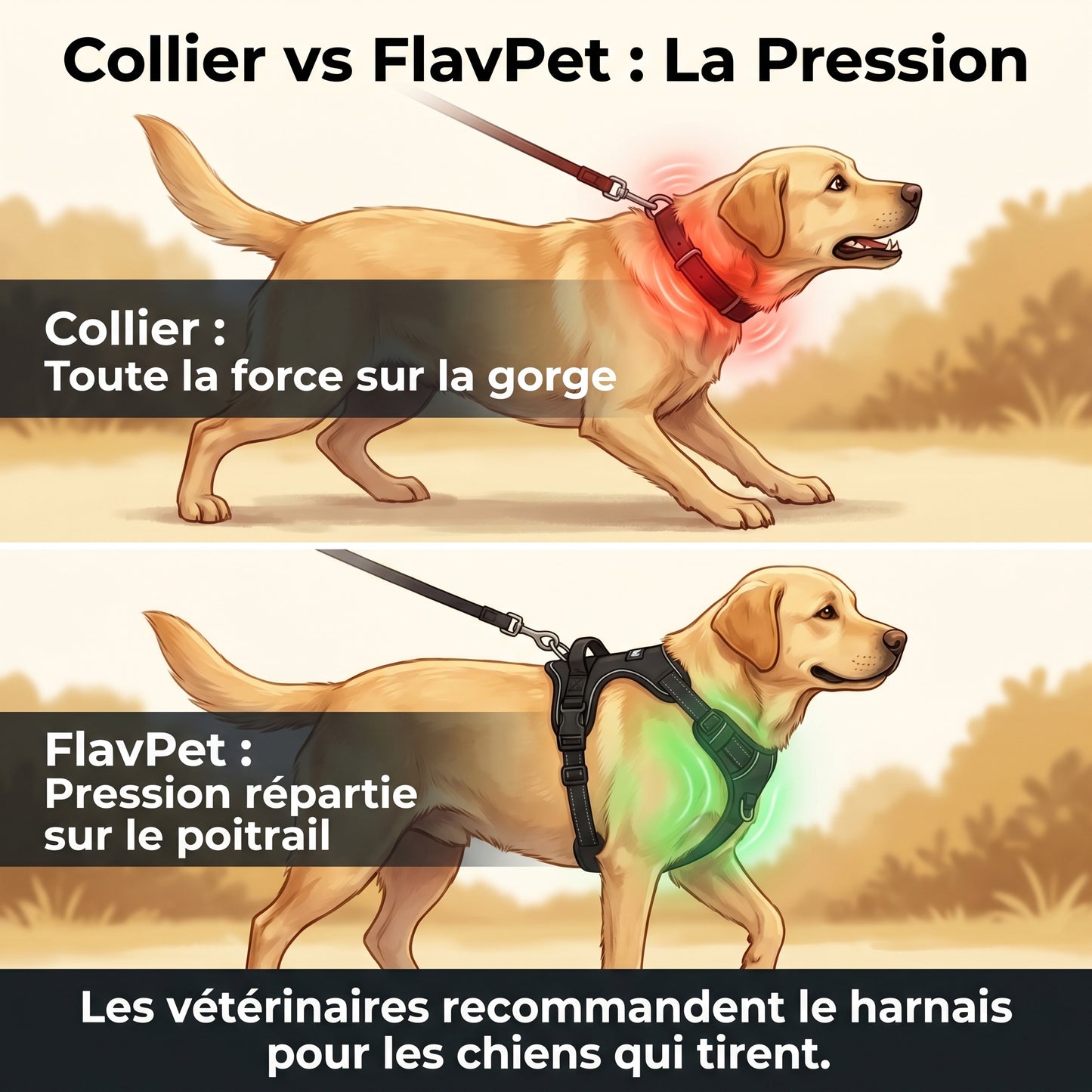 Harnais anti-traction pour chien FlavPet