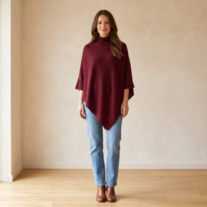 Der Weiche Poncho in Weinrot
